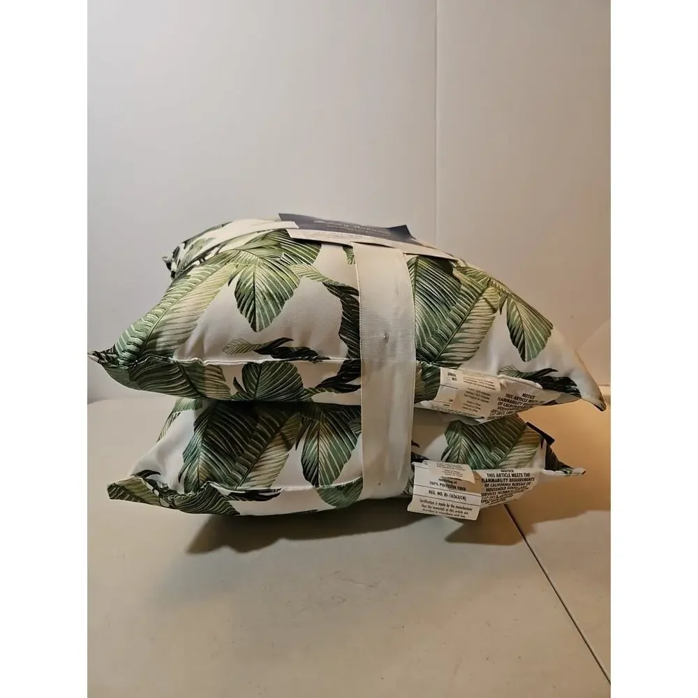 Tommy Bahama Set of 2 Indoor/Outdoor Fade Resistant Pillows 18x18 Palm Leaves - Picture 4 of 5